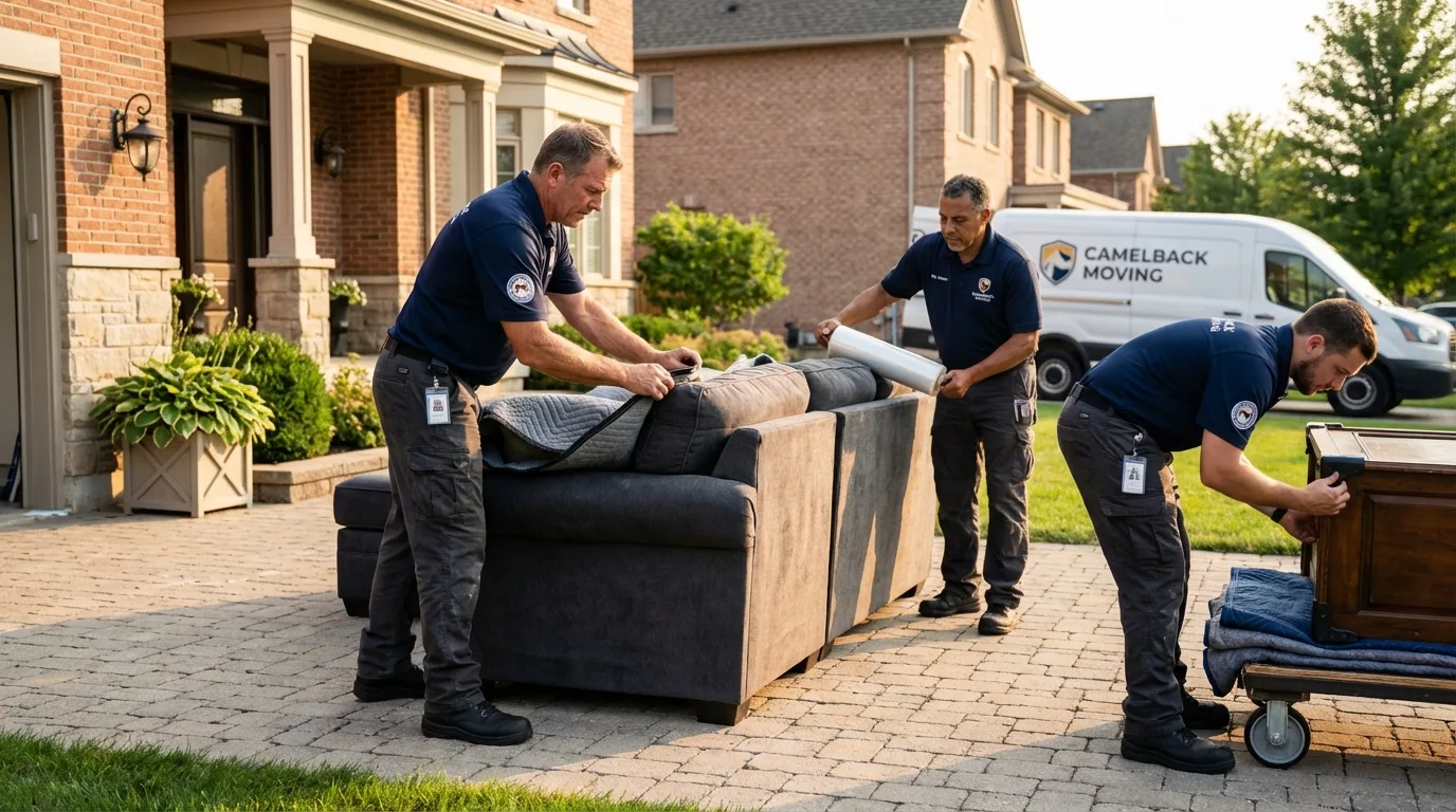 Large estate moving crew wrapping furniture in Manitou Springs, CO