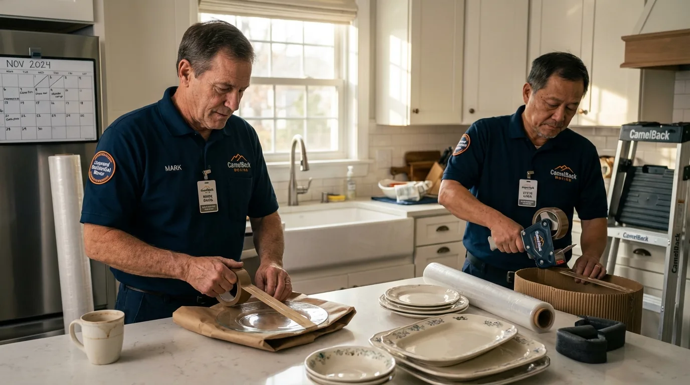 Professional crew packing kitchen dishware in Manitou Springs, CO