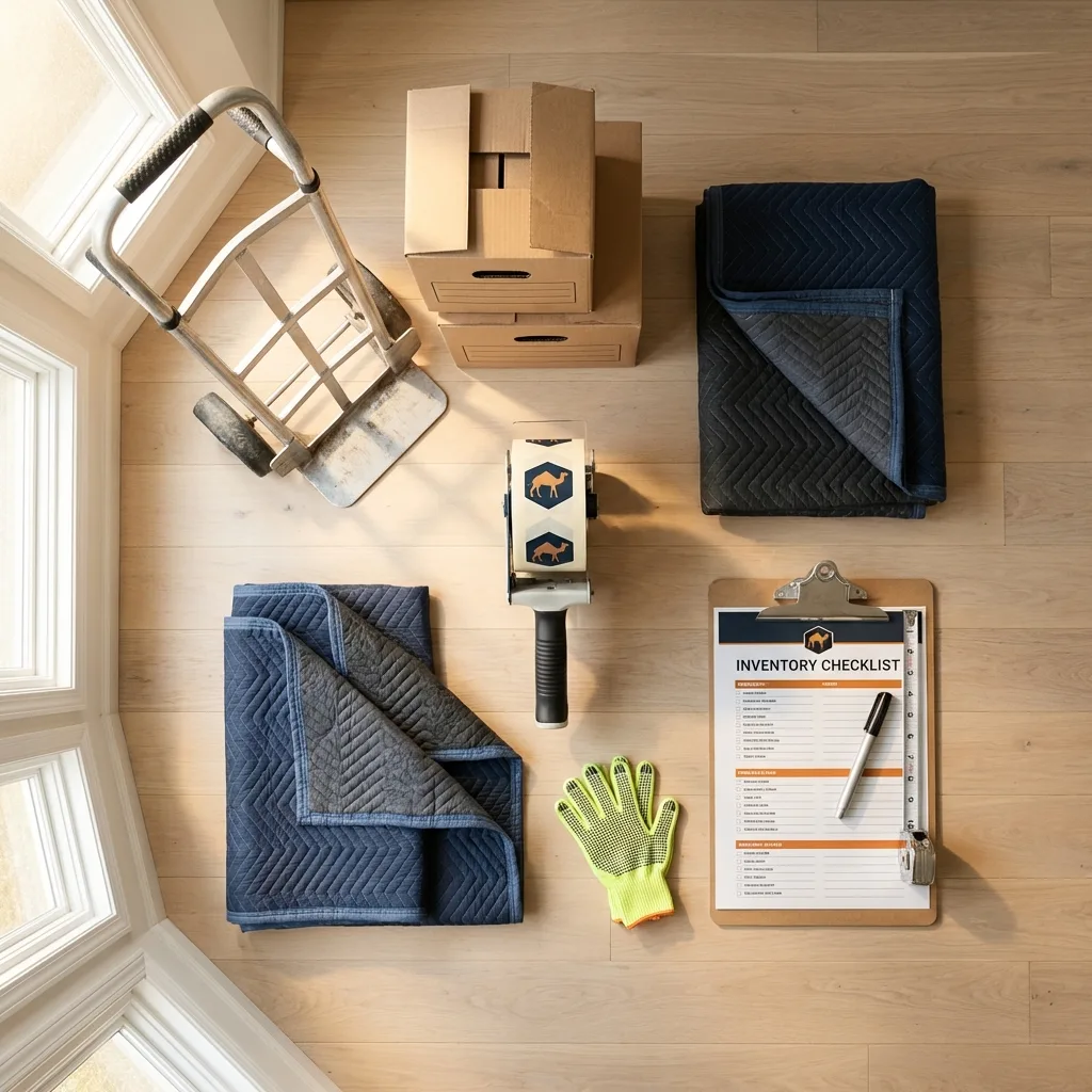 Professional moving supplies and packing materials layout for Manitou Springs residential relocations